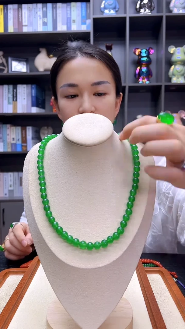 翡翠14K金镶嵌颈饰丹丹diy劲饰8mm项链