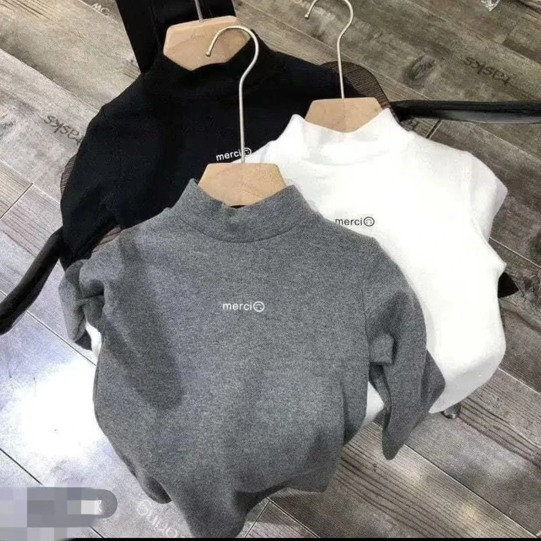 【优选高品质】童装保暖简约秋冬季男女童德绒半高领长袖打底衫