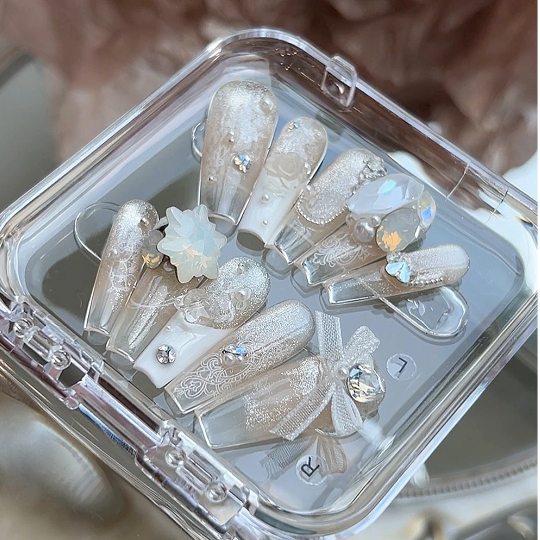 【Molin美甲】茶冻冰晶 绝版温柔显白纯手工原创施华洛华子穿戴甲