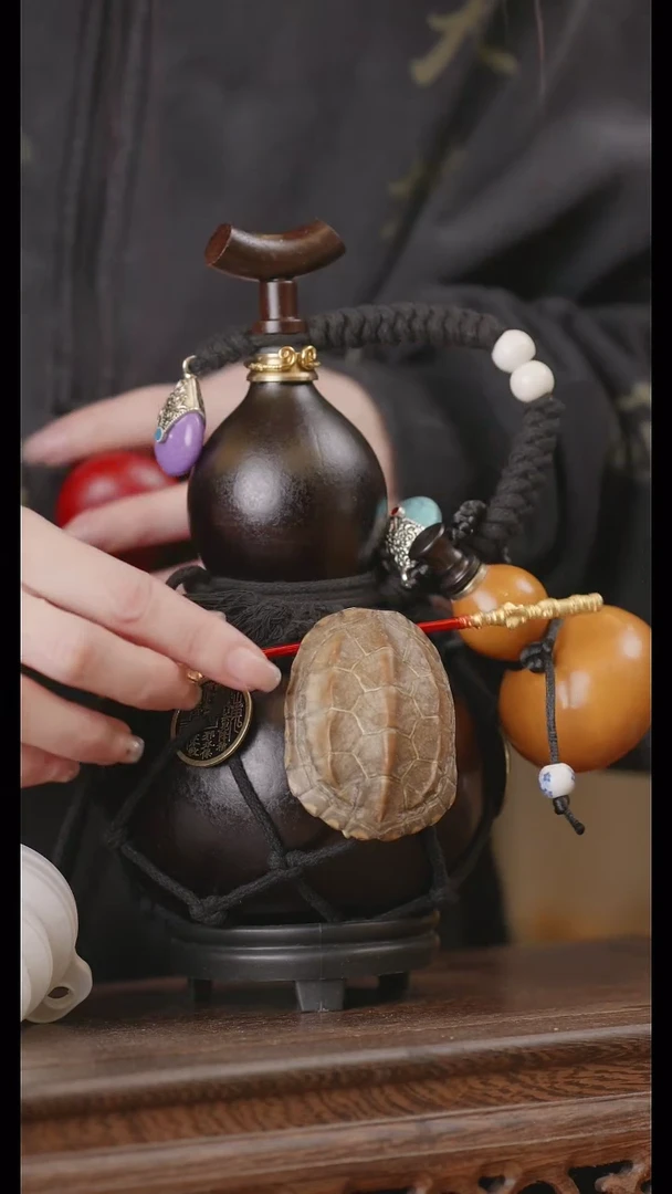 【闪购商品】357号精品天然大漆工艺防渗内胆酒葫芦~