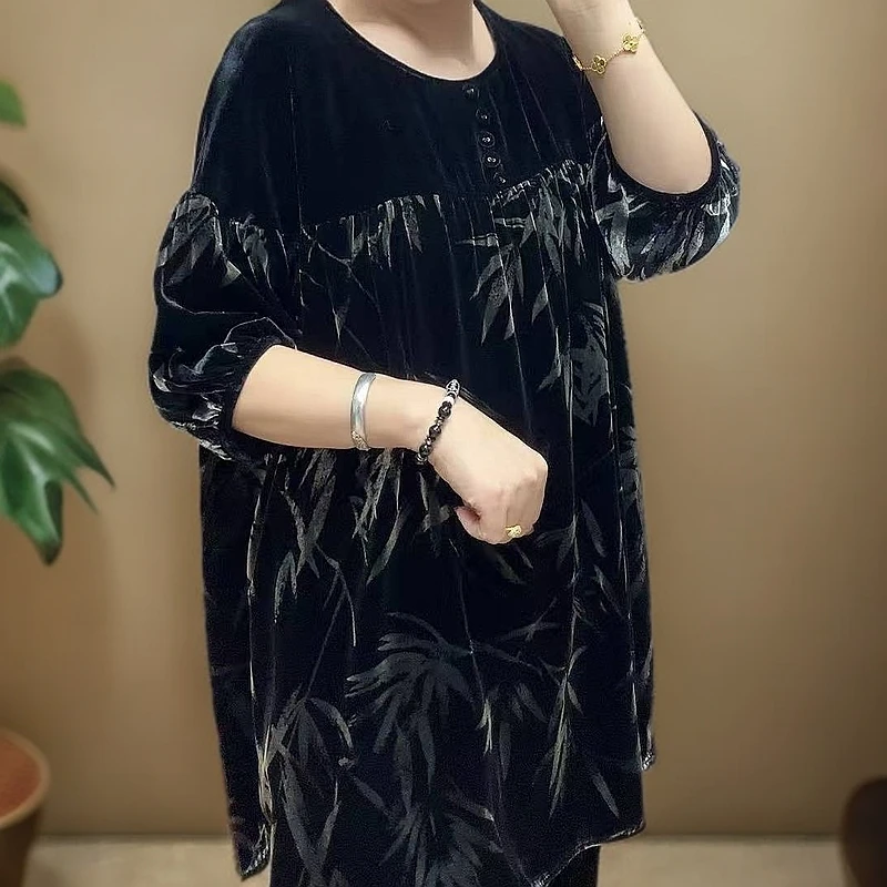 蚕丝宽松版竹叶大码