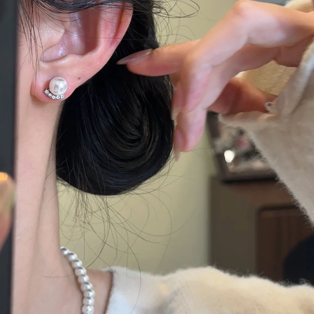 H626 珍珠耳钉法式小众简约复古