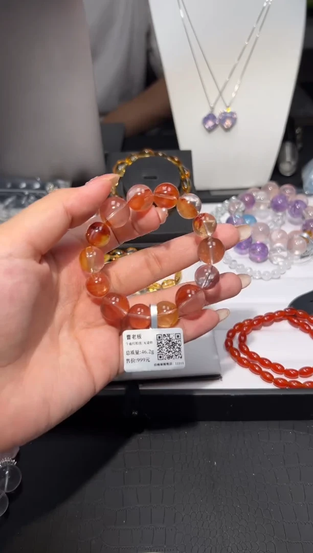 未镶嵌手链水晶红胶花水晶手串