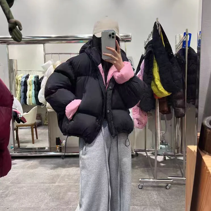 g02韩国原版女短款连帽美拉德撞色穿搭加厚宽松外套-衣长60-精选