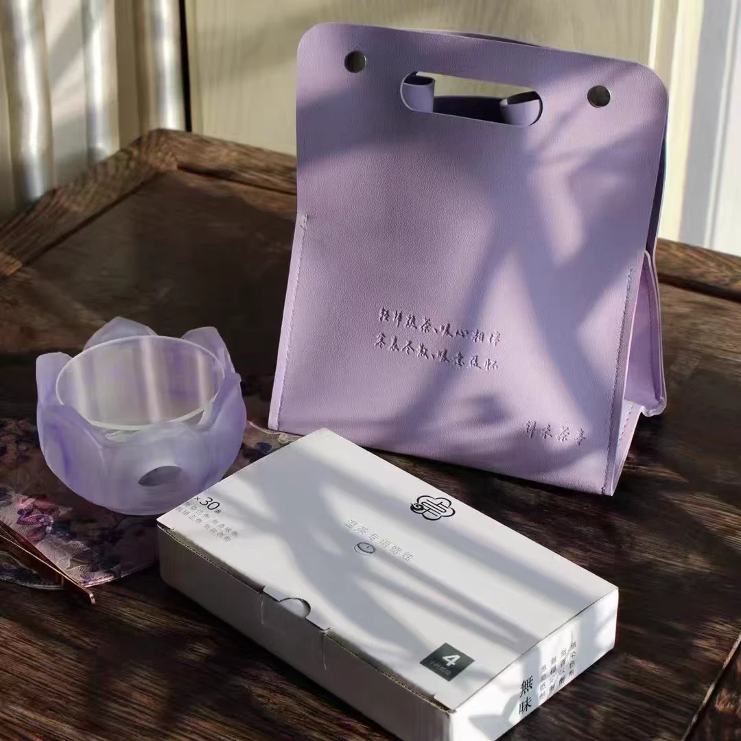 【老王】紫色温茶炉套装（炉、玻璃片、镊子，30颗蜡烛，手提包）
