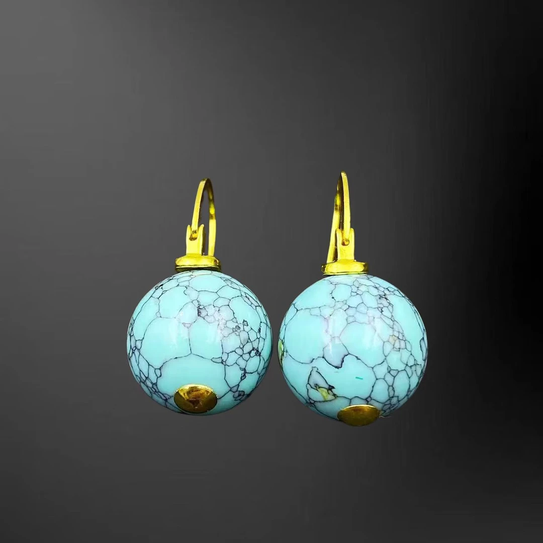 国风天空蓝玛瑙鸽子蛋耳饰Y2530J