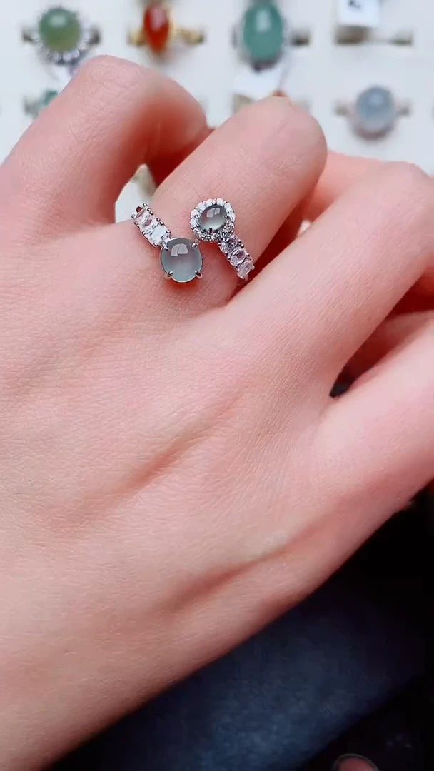 银S925镶嵌戒指翡翠...