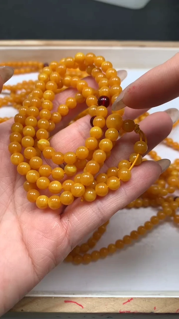 裸石蜜蜡未镶嵌M2 鸡油黄蜜蜡6mm一条15元