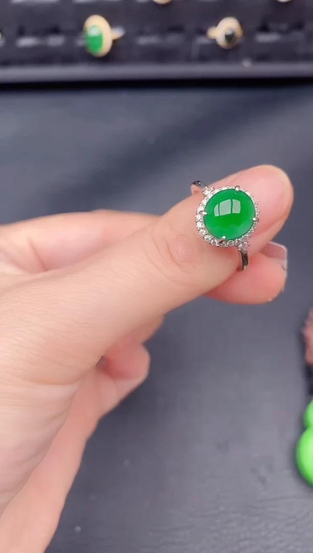 银S925镶嵌戒指翡翠天然a货翡翠250