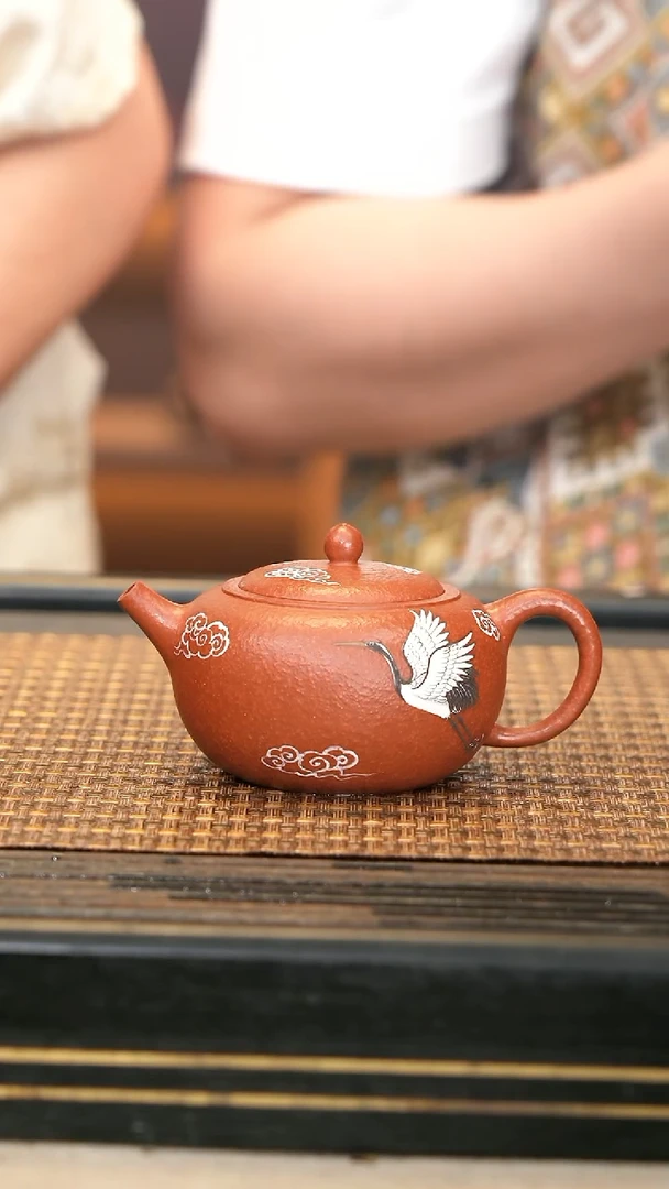 茶壶紫砂RWH51《仙鹤延年》手磨贵妃砂