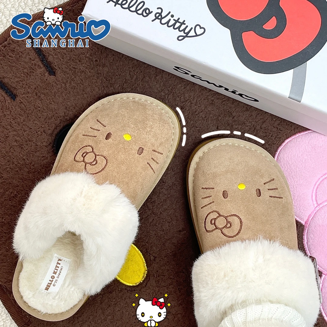 正版HelloKitty保暖棉拖包头防滑家居外穿冬季增高厚底可爱棉拖鞋