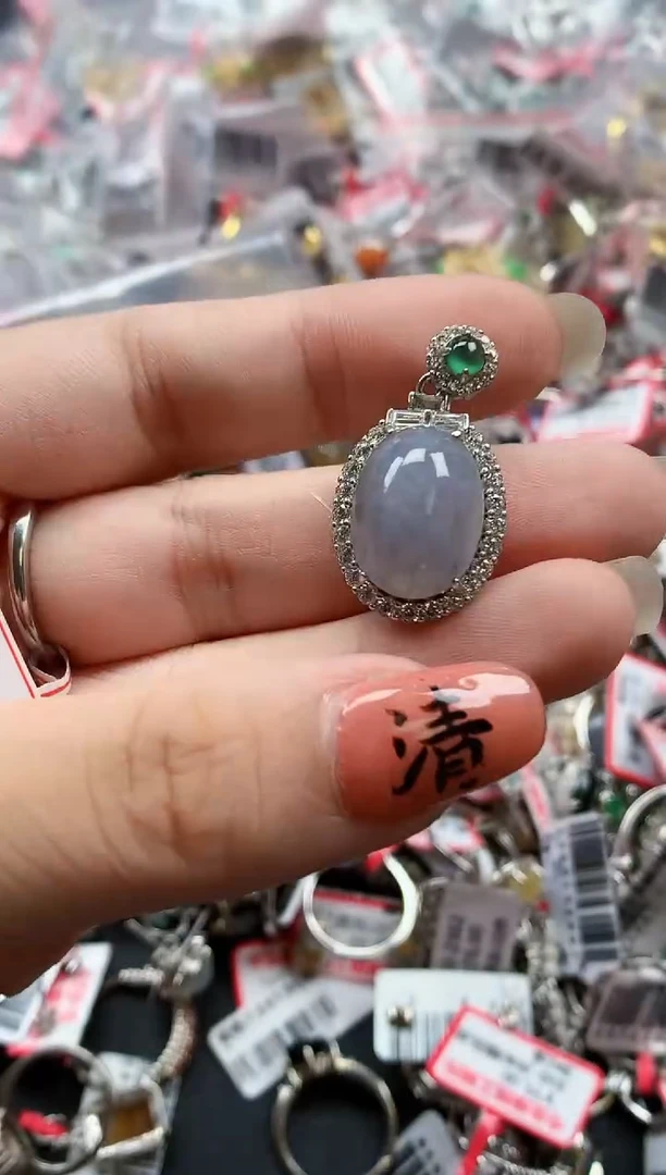 银S925镶嵌戒指翡翠天然A货缅甸翡翠