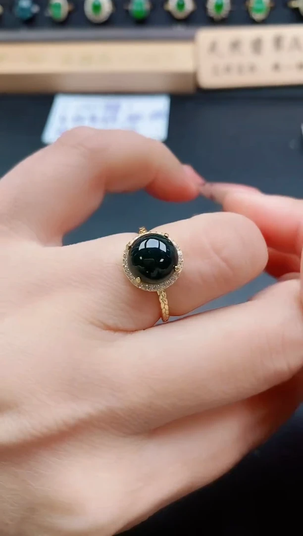 银S925镶嵌戒指翡翠1