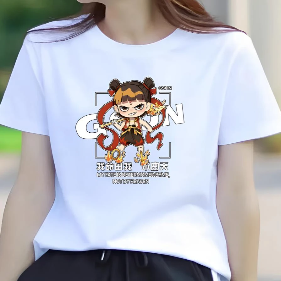 【热卖爆款】2025新款国潮百搭哪吒新款T恤纯棉短袖休闲圆领时尚