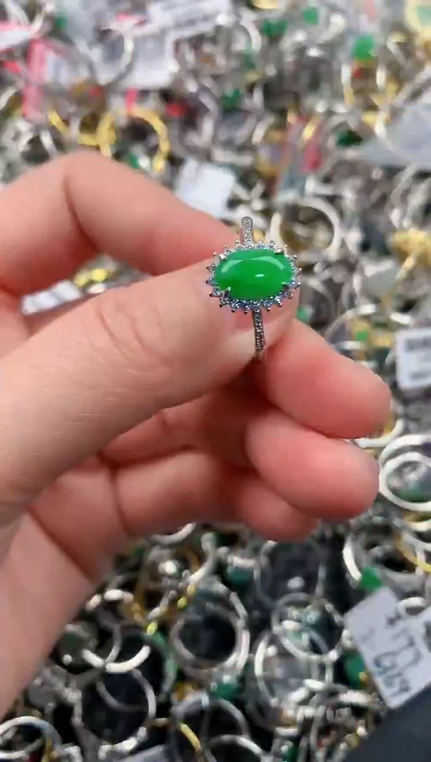 银S925镶嵌戒指翡翠666                 7