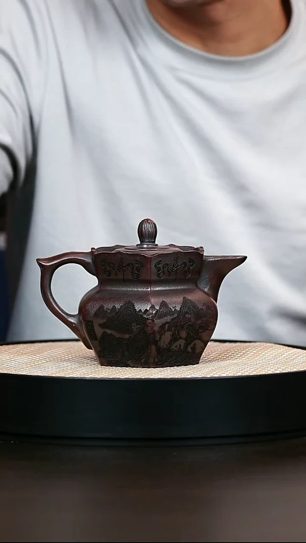 茶壶紫砂古乌泥僧帽