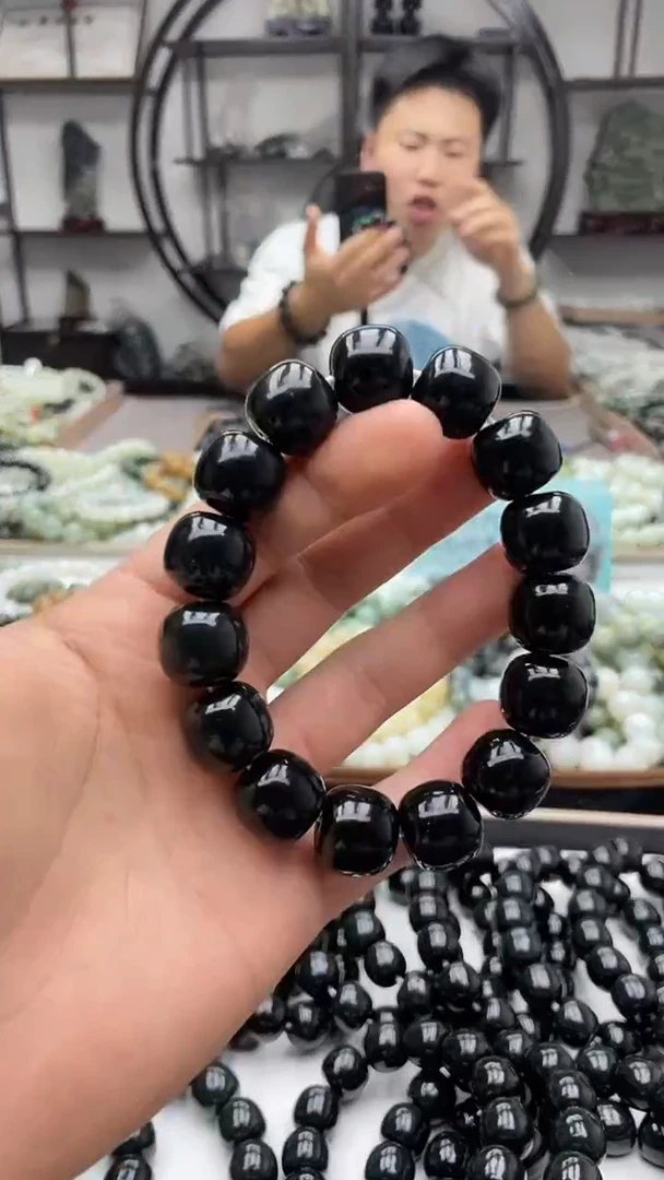 未镶嵌手串和田玉纯天然新疆叶城黑青16老型