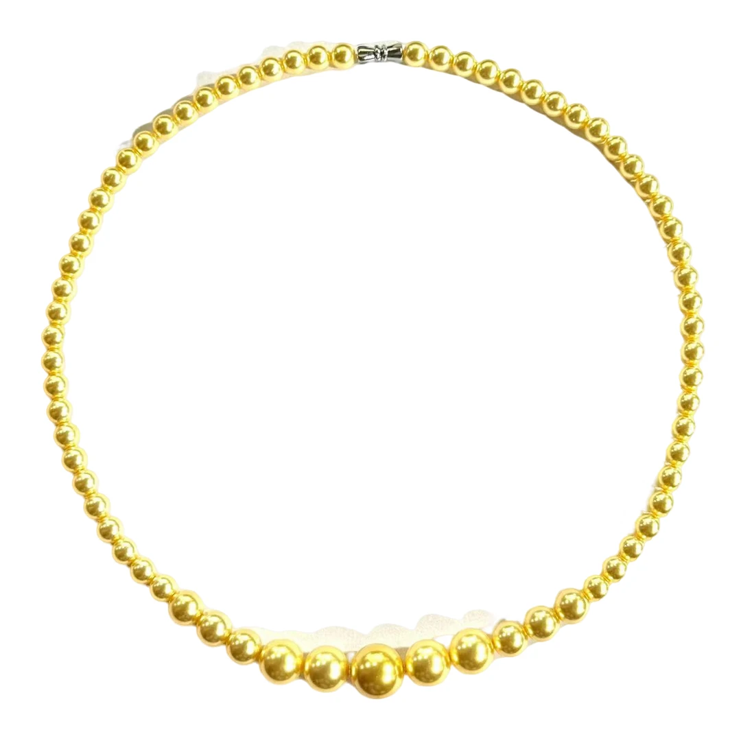 x763-轻奢气质设计款香槟金圆珠项链-赠礼盒