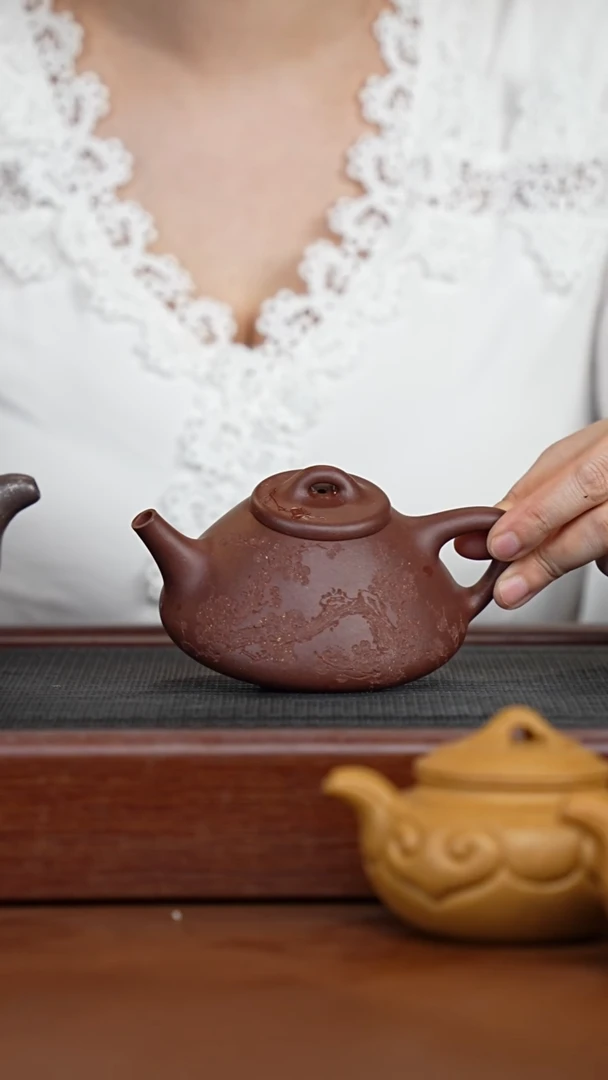 茶壶紫砂全手工手磨四号井底槽青刻绘子冶石瓢