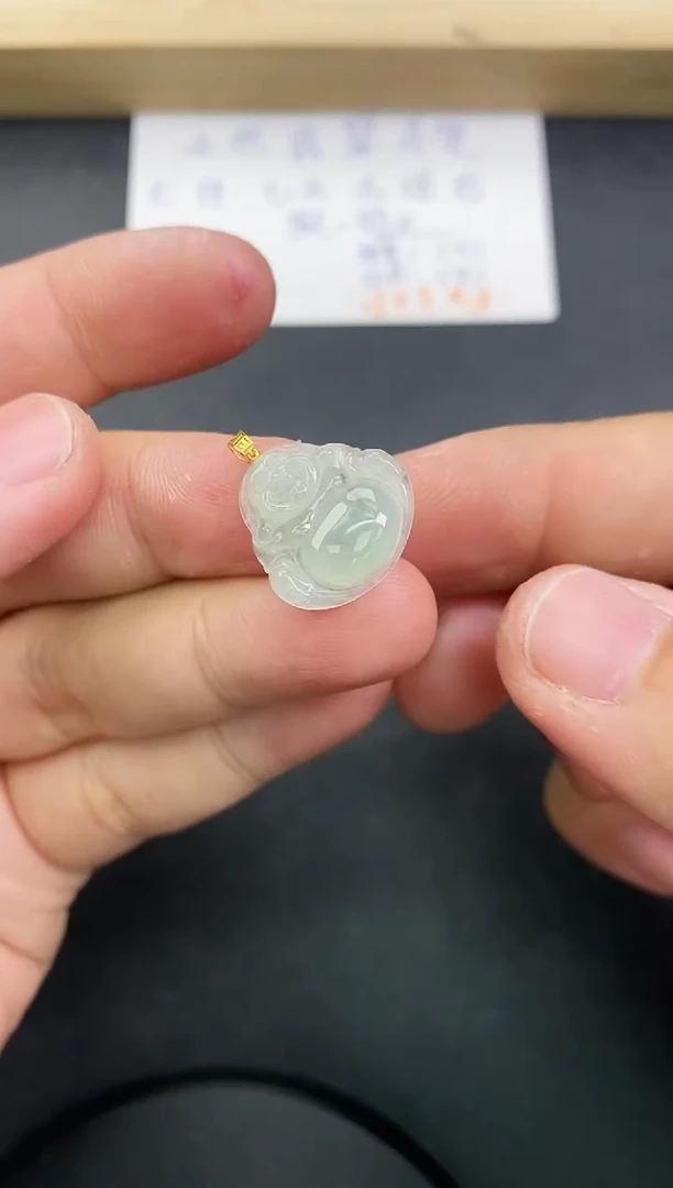 【闪购商品】翡翠颈饰18K金镶嵌天然翡翠A货赠皮绳