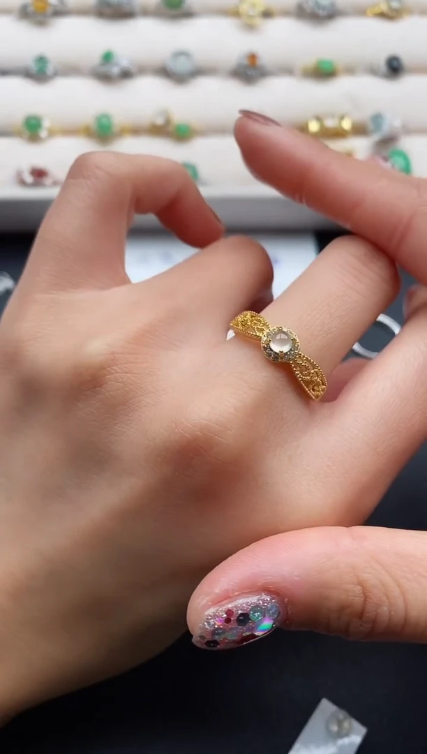 银S925镶嵌戒指翡翠66666666+5