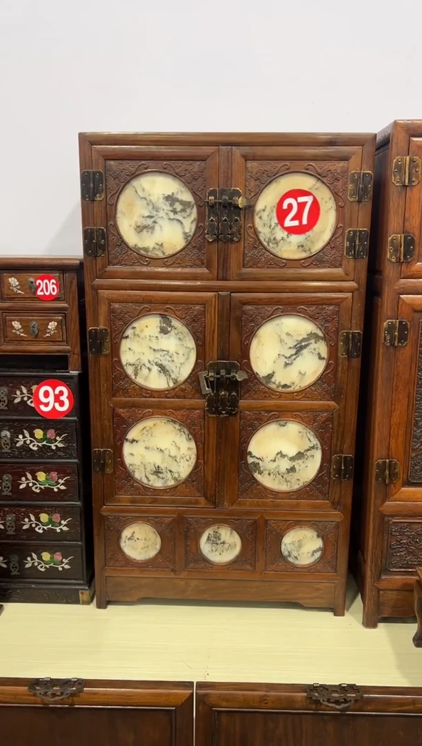 木用****0木 缅花云石门板储物柜带锁