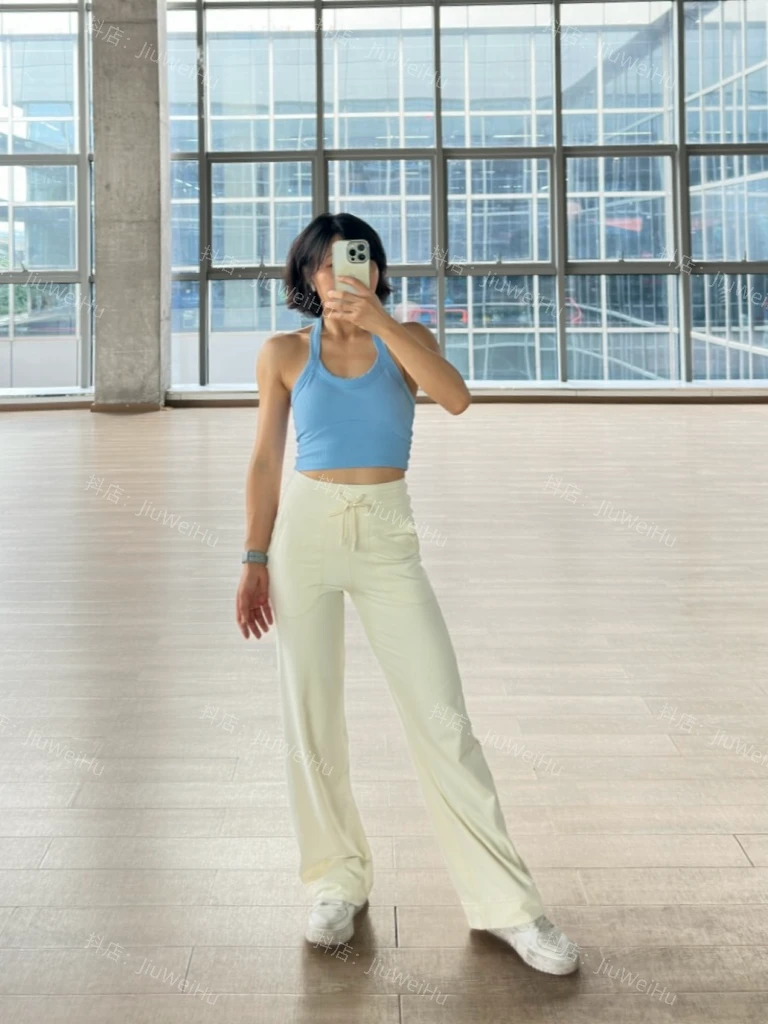 LU LU抽绳宽松显瘦高腰休闲百搭瑜伽长裤女莱卡超感舒适阔腿裤