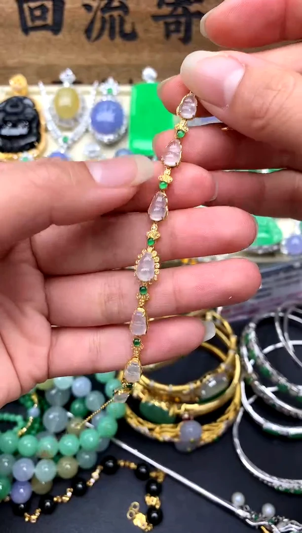 【闪购商品】翡翠手链18K金镶嵌267-中国好珍宝