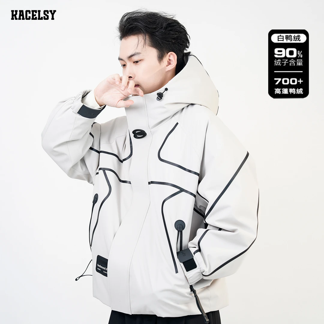 高级感羽绒服男款冬季新款美式工装休闲加厚保暖连帽羽绒服外套男