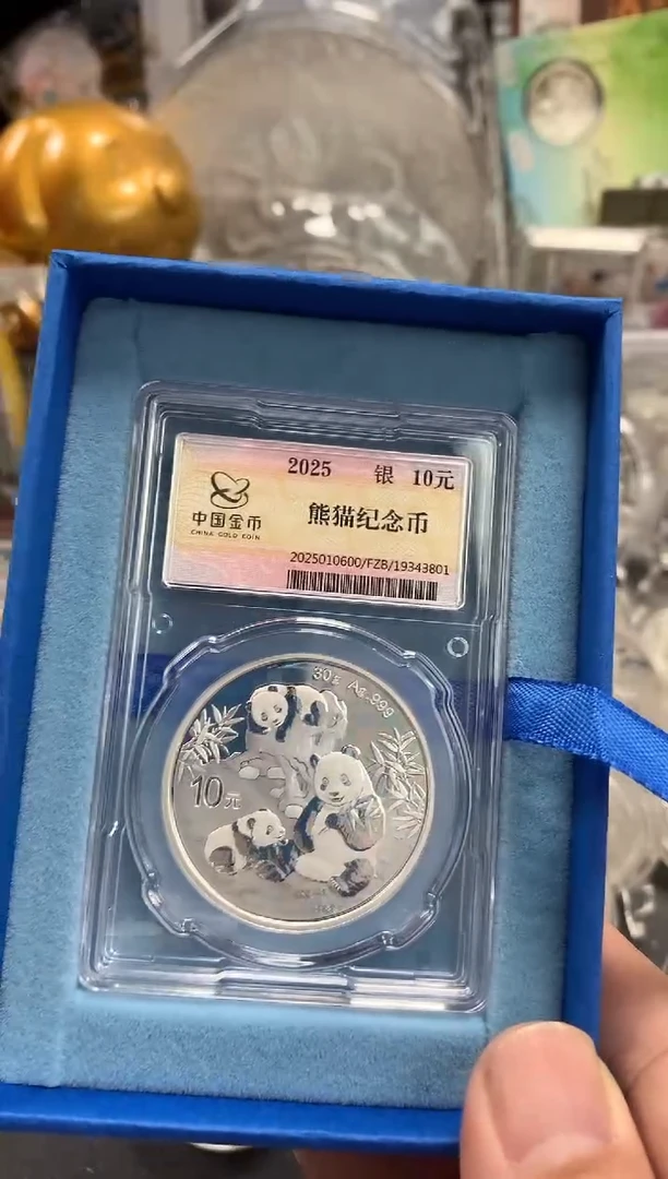 【闪购商品】纯银2025年熊猫30克银币中国金币封装版
