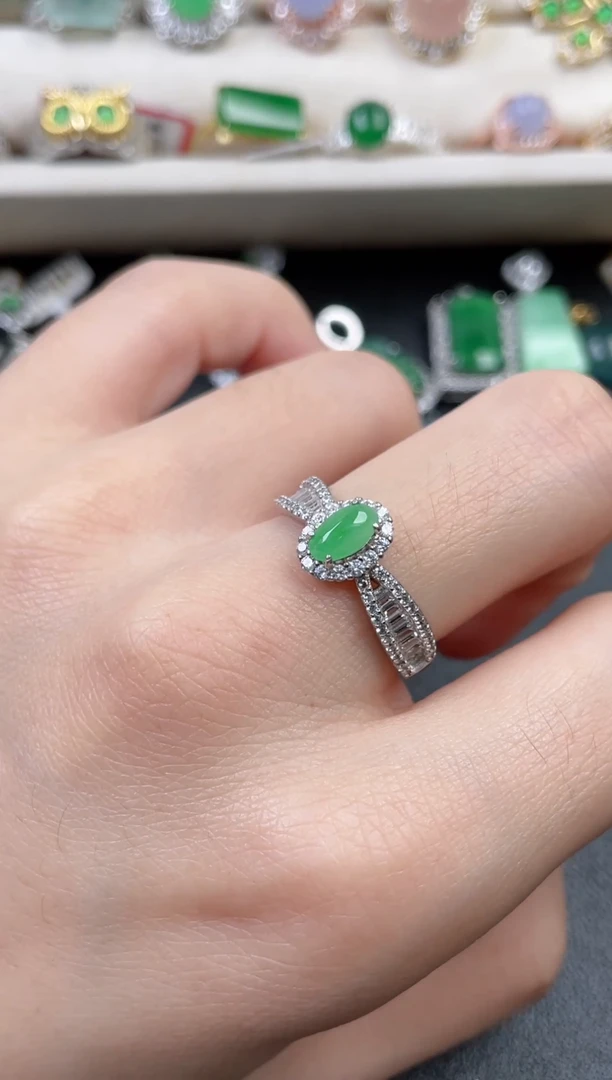 银S925镶嵌戒指翡翠72