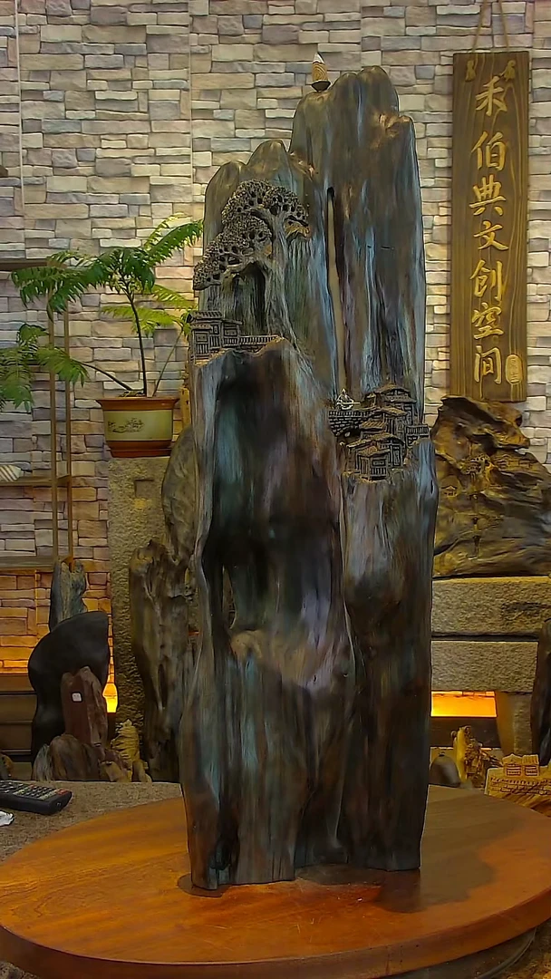 木金丝楠阴沉木山水摆件