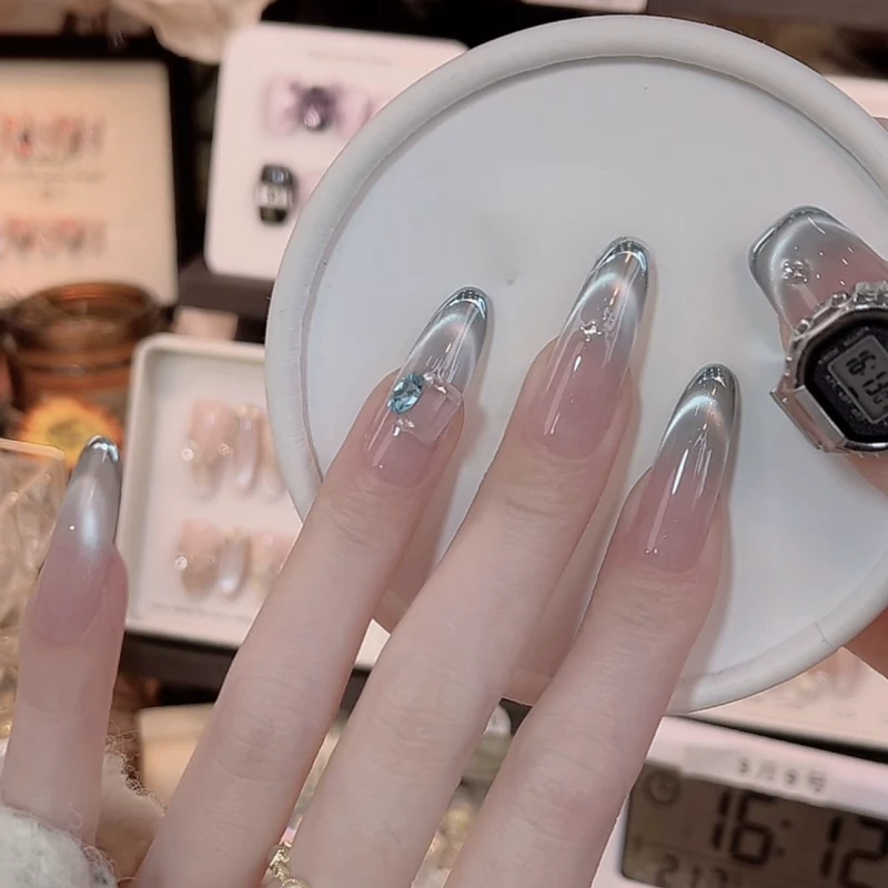 深海梦境纯手工穿戴甲春秋猫眼ins美甲显白高级感可拆卸指甲美甲