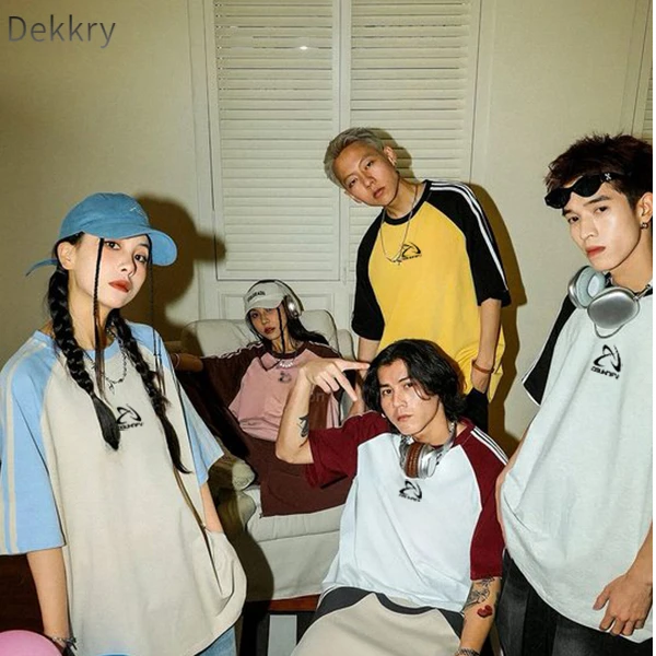 Dekkry短袖T恤半袖休闲圆领国潮百搭印花夏季宽松时尚情侣装潮流