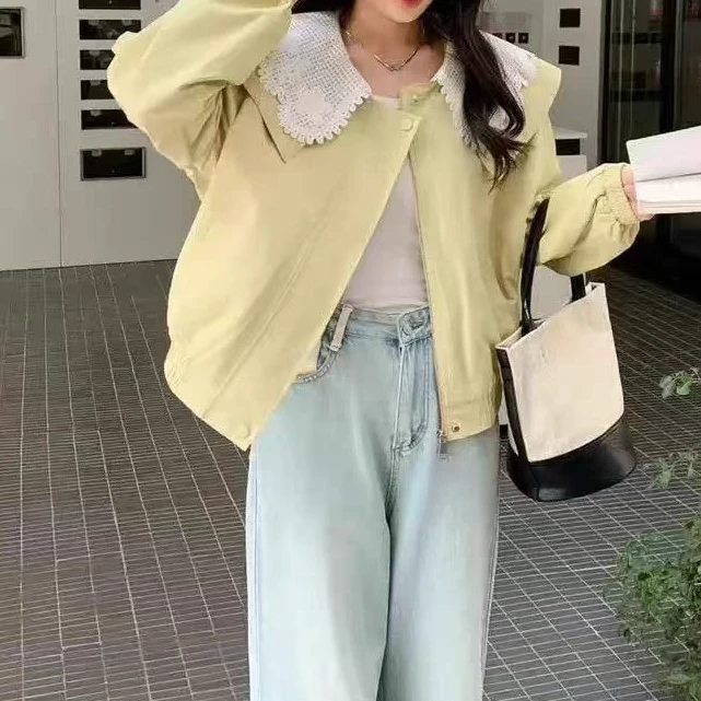 2529娃娃领短外套女2025春秋新款时尚休闲减龄百搭夹克上衣外套