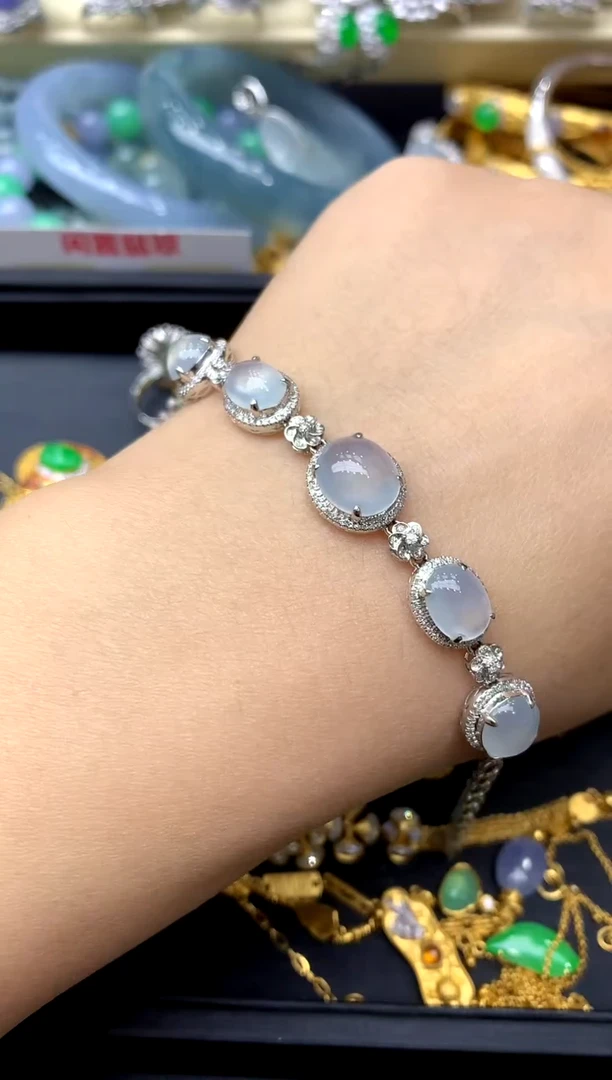 18K金镶嵌手链翡翠671-中国好珍宝