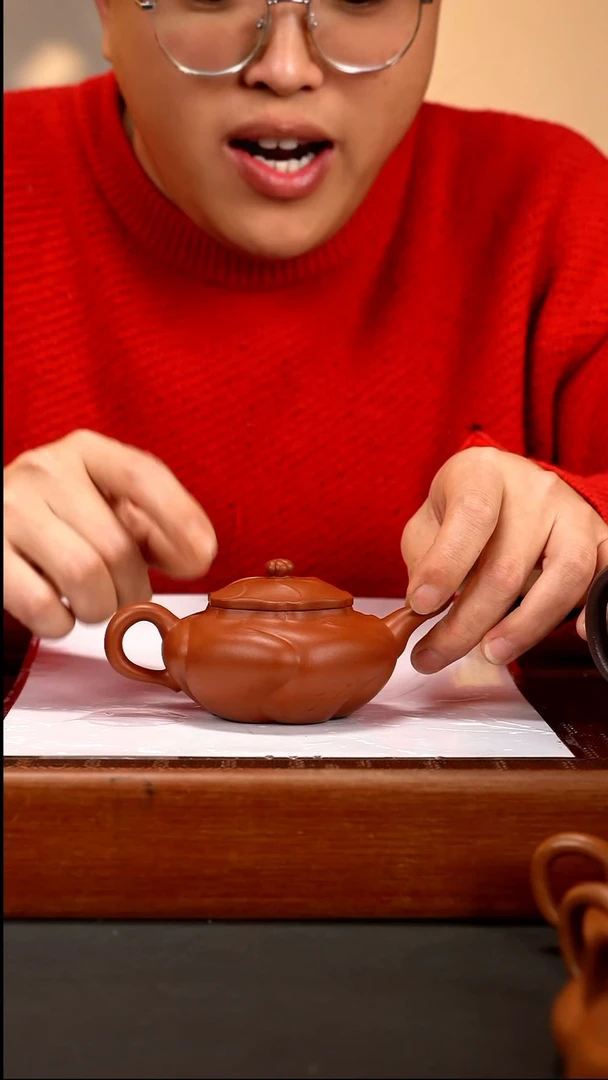 【闪购商品】紫砂茶壶筋纹器 朱泥 风摇