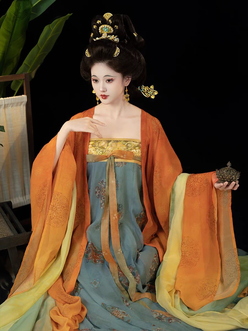 【揽月】新款汉服女唐制风显瘦刺绣齐胸襦裙大袖衫少女春夏秋套装