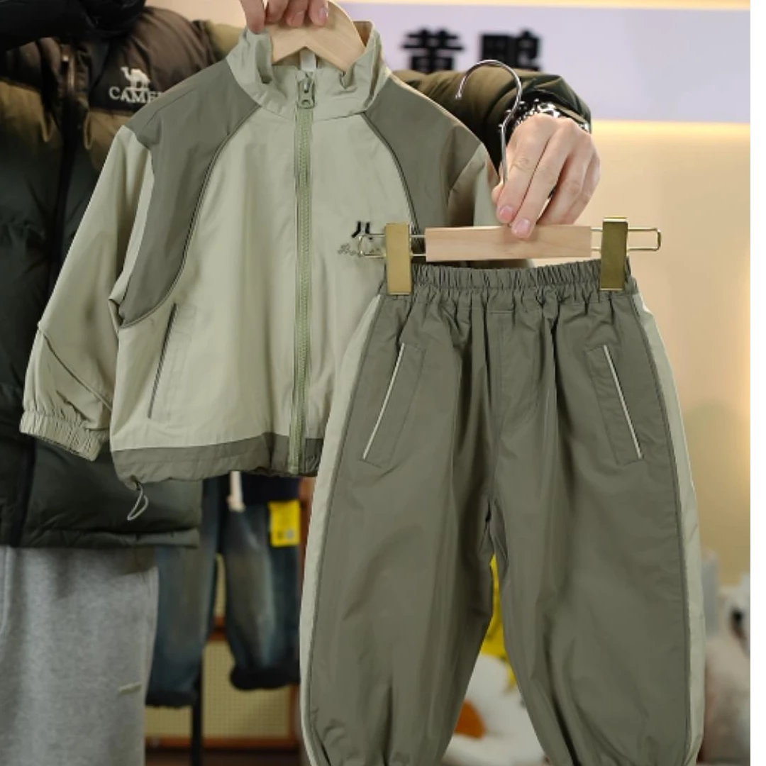 2025年春季拼色运动休闲套装男童女童洋气两件套春秋