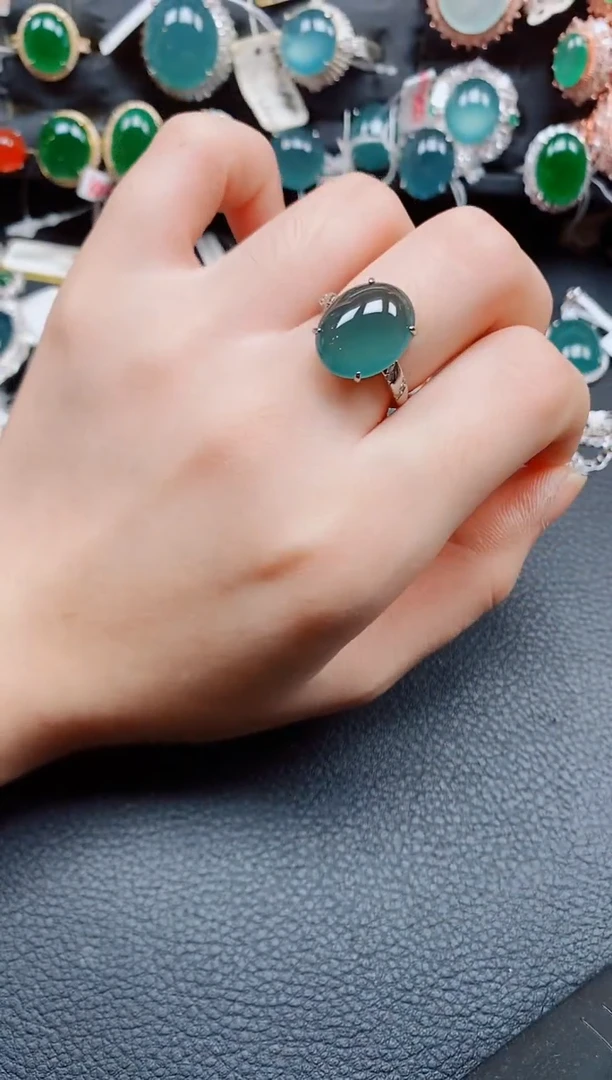 银S925镶嵌戒指翡翠翡翠