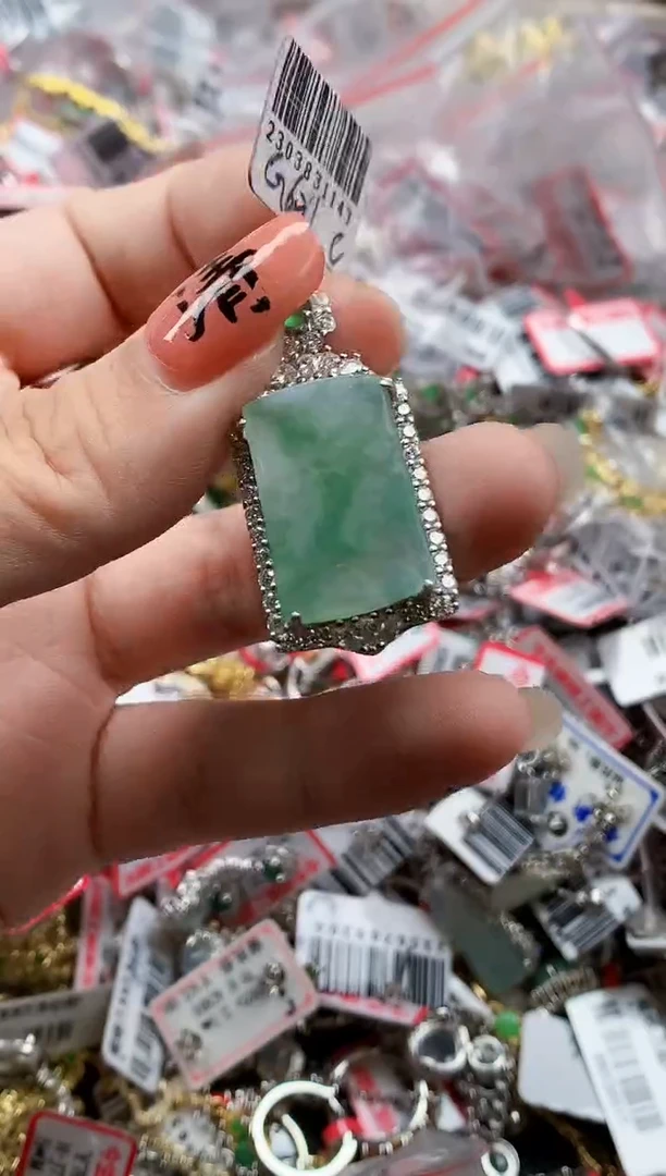 银S925镶嵌戒指翡翠天然A货缅甸翡翠