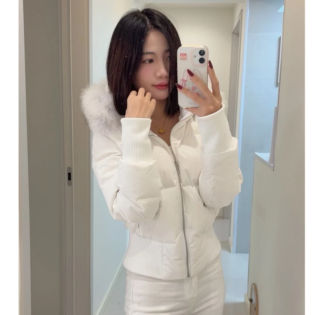 小海鸥鹅绒版90白鹅绒真狐狸毛领连帽显瘦鹅绒服冬季外套女羽绒服
