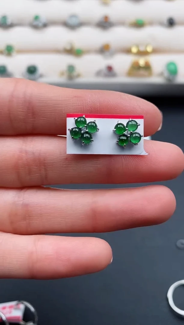 银S925镶嵌戒指翡翠3333333+4