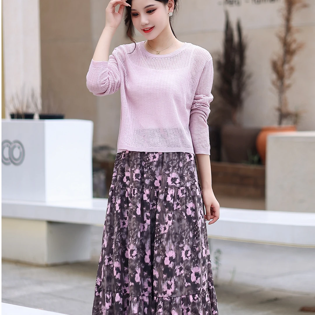 JY-Q5313时尚气质小碎花套裙