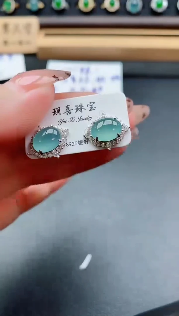 银S925镶嵌戒指翡翠1