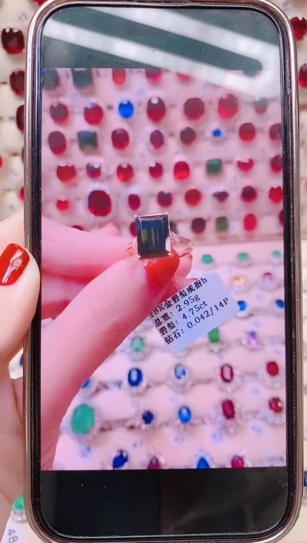18K金镶嵌戒指碧玺小**姐1