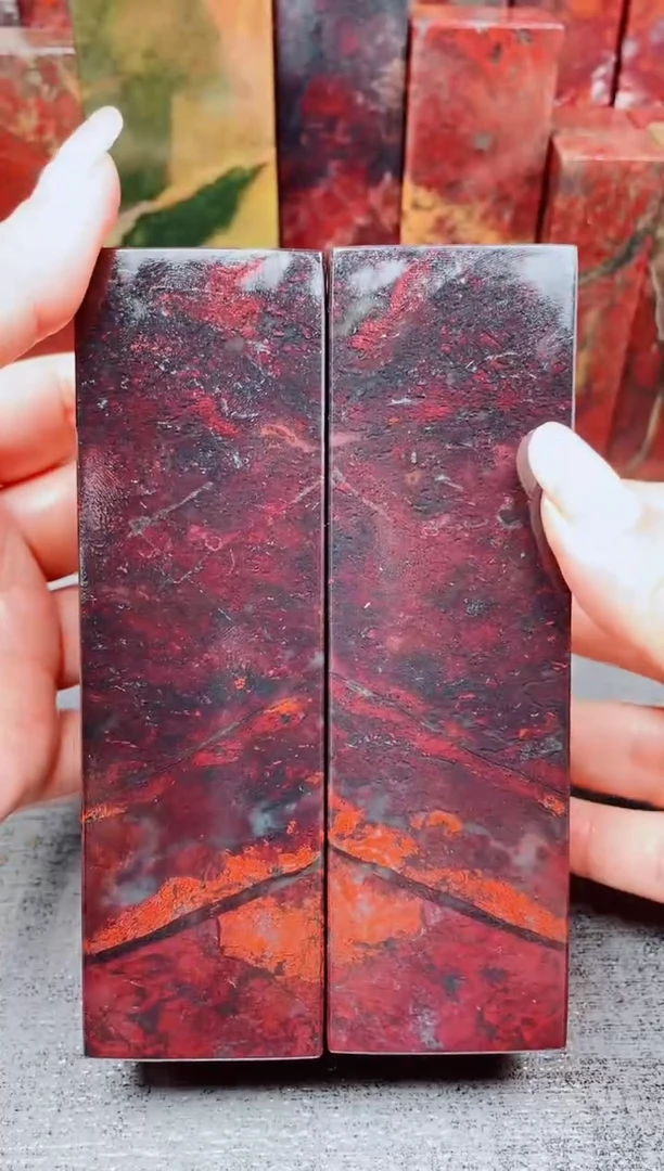 玉桂林鸡血玉素章对章1