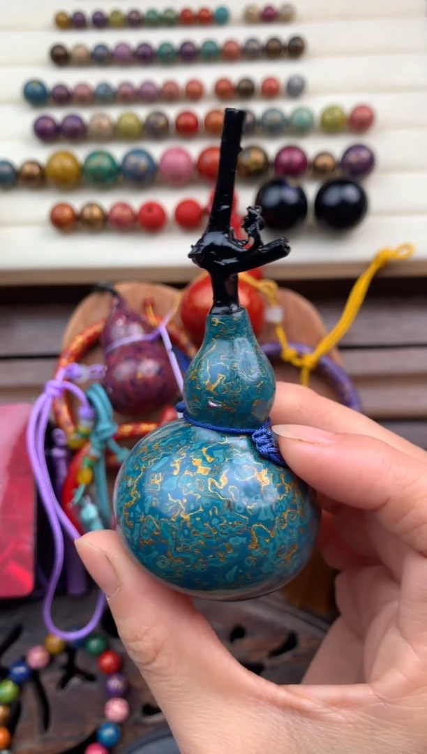 大漆变涂葫芦 蓝金