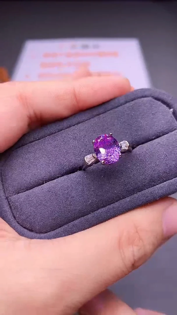 银S925镶嵌戒指紫色碧玺00
