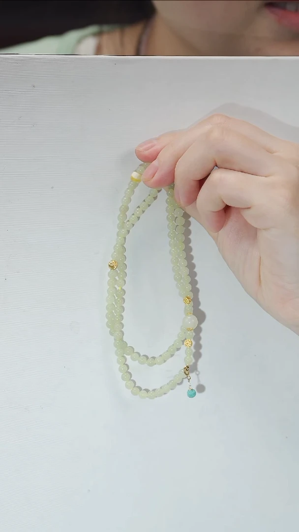 和田玉18K金镶嵌颈饰项链